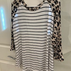 Striped and leopard blouse